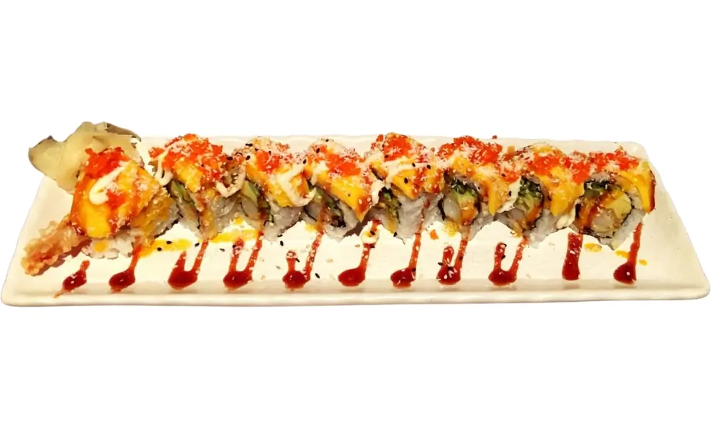 Kings-Sushi-Japanese-Restaurant-Hawaii-Roll-Buford Hawaii Roll with tropical - inspired fillings at Kings Sushi, a Japanese Restaurant in Buford