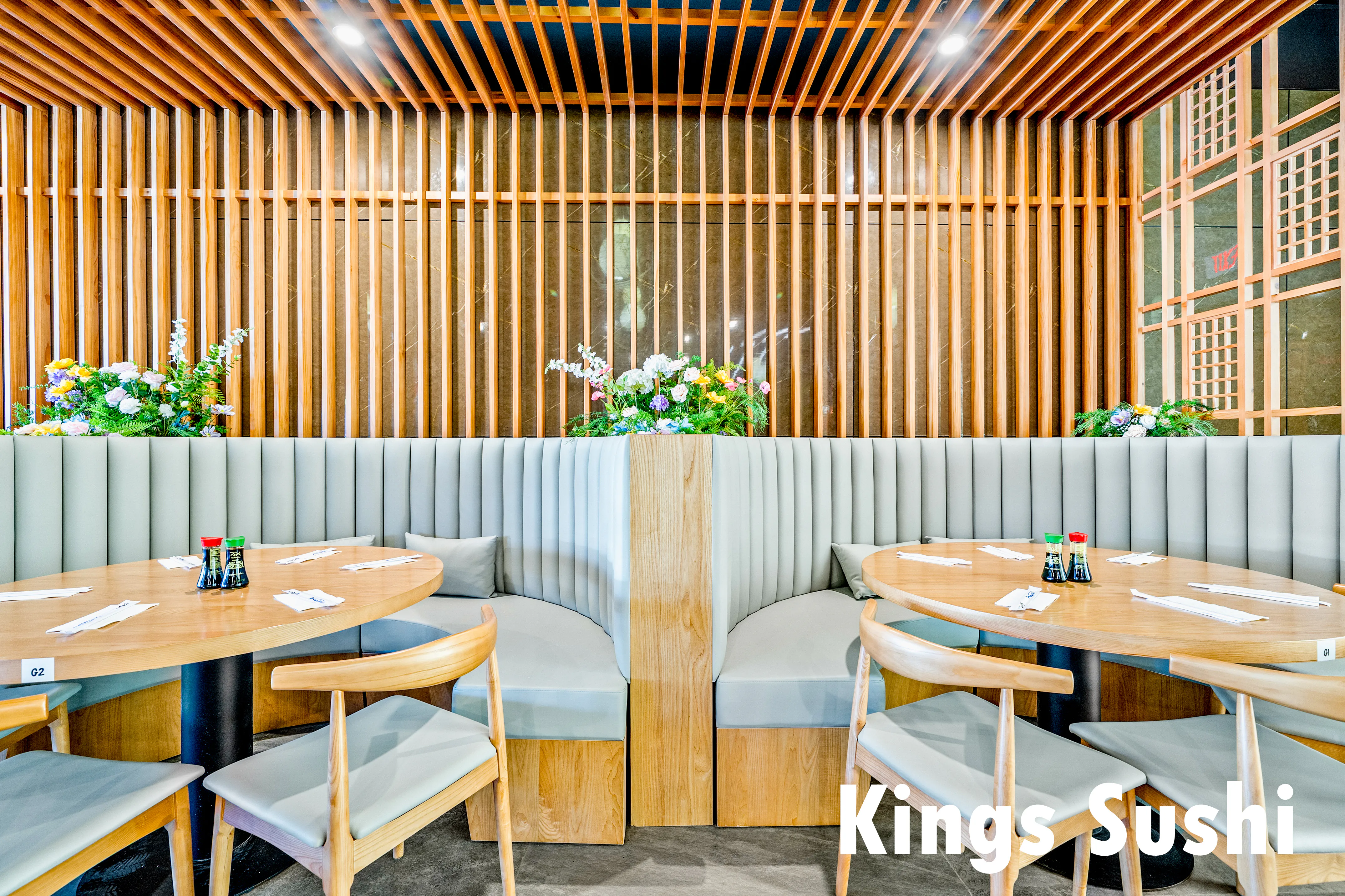 Round-table booth seating at Kings Sushi, a Japanese Restaurant in Buford